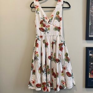 Tropical pattern vintage style midi dress